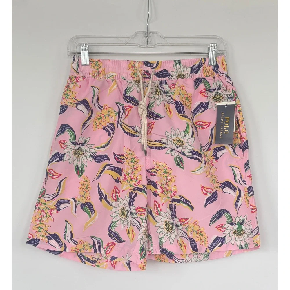 Polo Ralph Lauren Floral Aloha Men S Swimsuit Swim Short Tropical Print Pink New